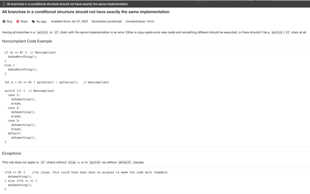 SonarQube bug error explanation