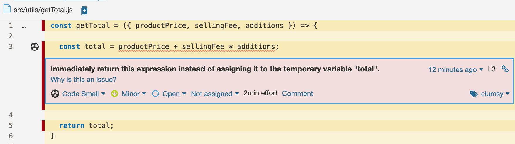 SonarQube code smells immediately return error example